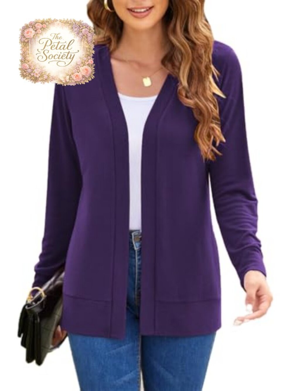 Womens Long Sleeve Open Front Cardigan Lightweight Knit Sweater